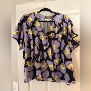 Entro Purple and Yellow Floral Blouse